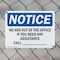 Signmission We Are Out Of The Office If You Need Any, 10 in W x Rectangle, Plastic OS-2PACK-NS-P-710-L-18991 - alternate 8